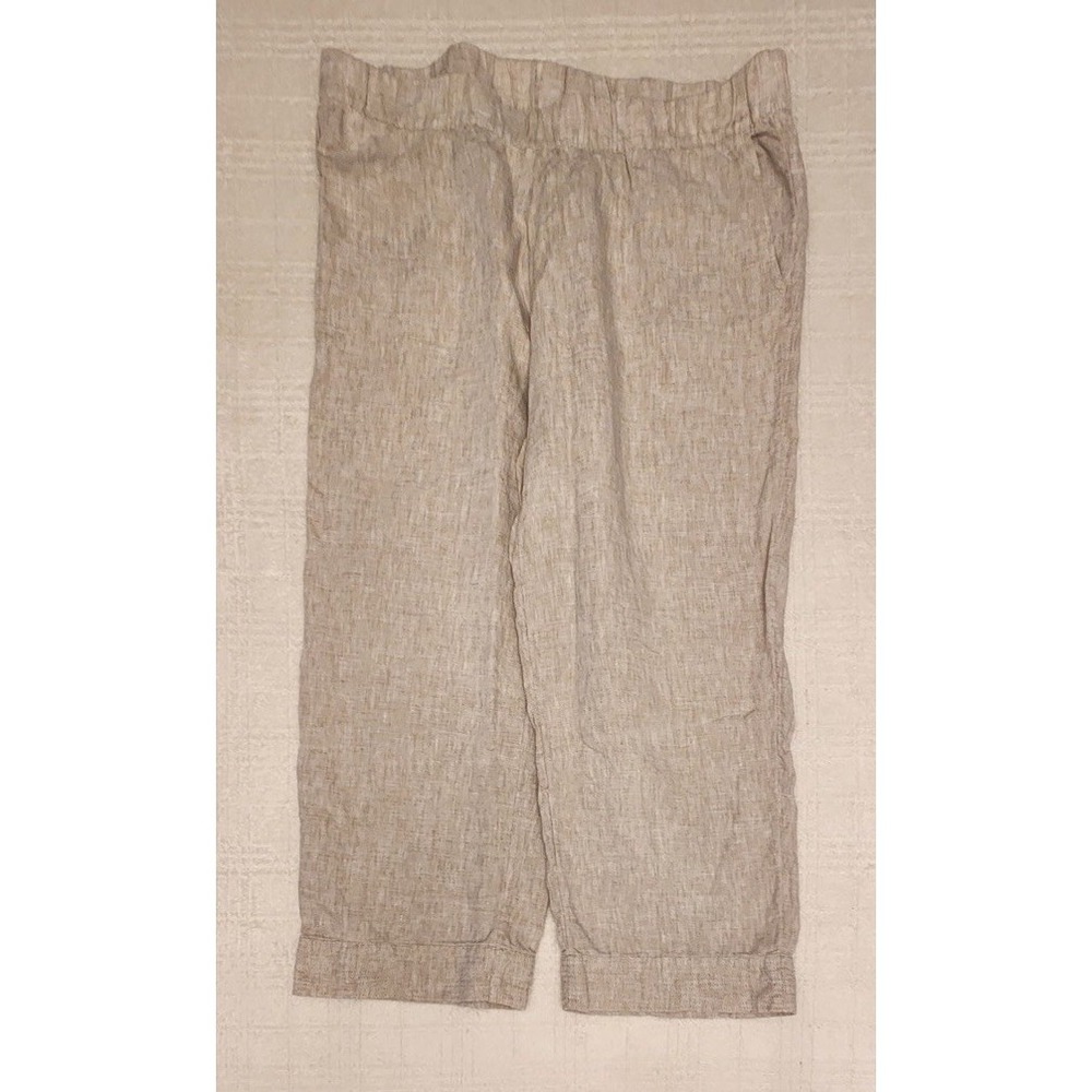 J.Jill Linen‎ Wide Leg Pull On Pants Khaki Womens XL Tall Classic Coastal Boho
